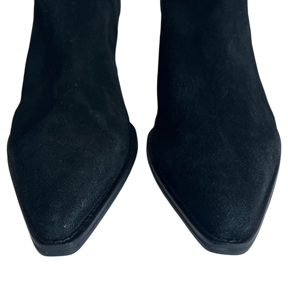 ZARA Embroidered Black Suede Western Tall Cowboy Boots Size 40 EU - Picture 9 of 15